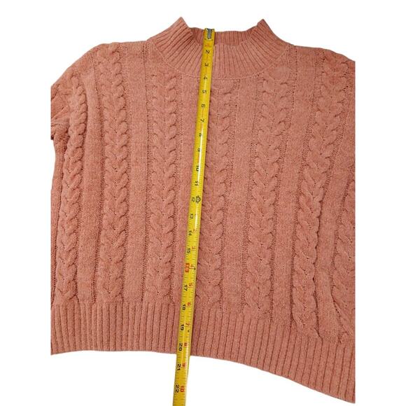New w Tag Hippie Rose Chenile Sweater Sz M Neutral Cable Knit Cropped Preppy - Picture 6 of 12